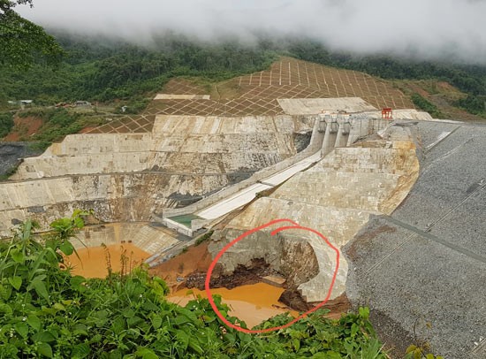 The burst position in the red circle (Photo: SGGP)